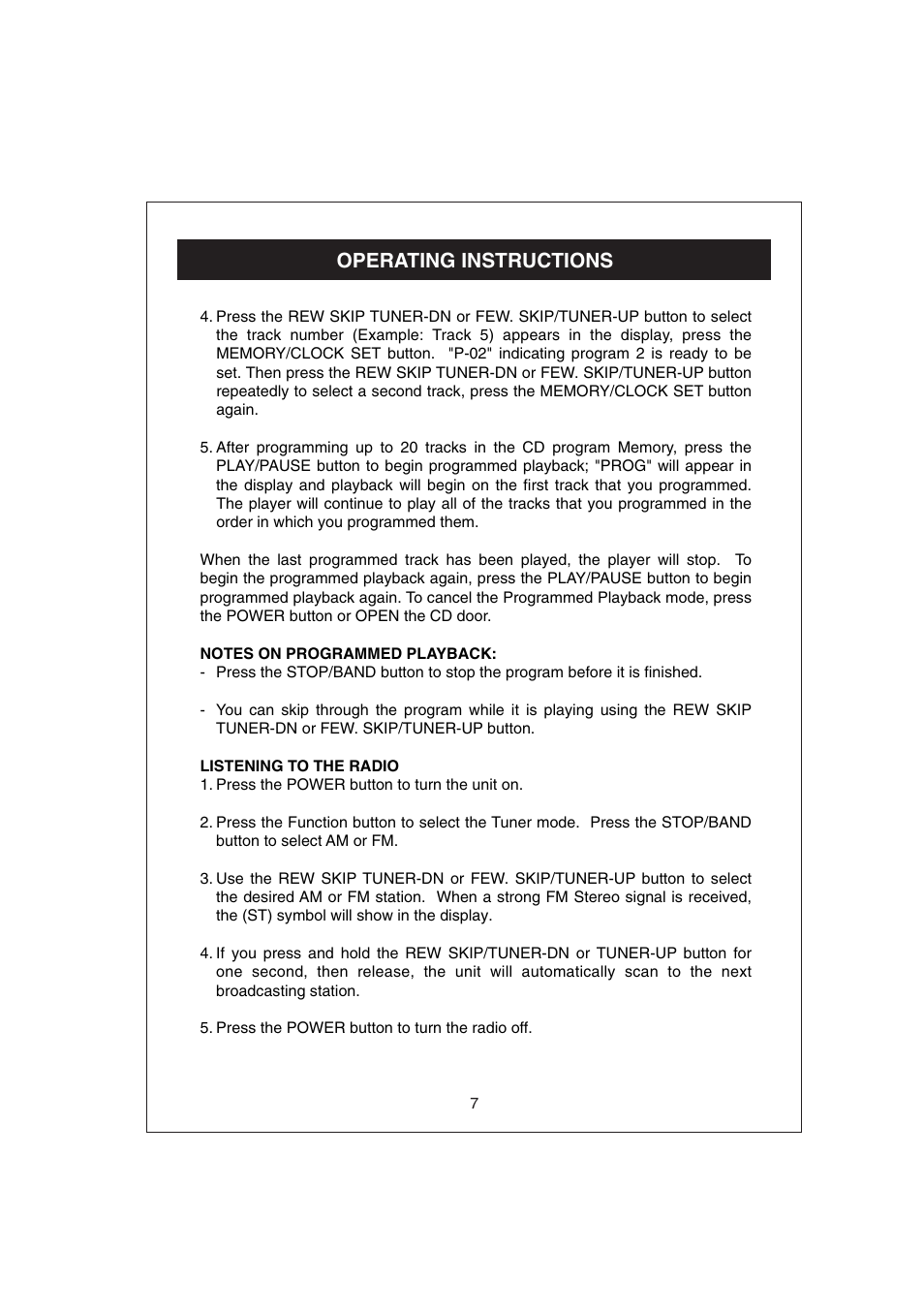 Operating instructions | Curtis RCD672 User Manual | Page 8 / 14