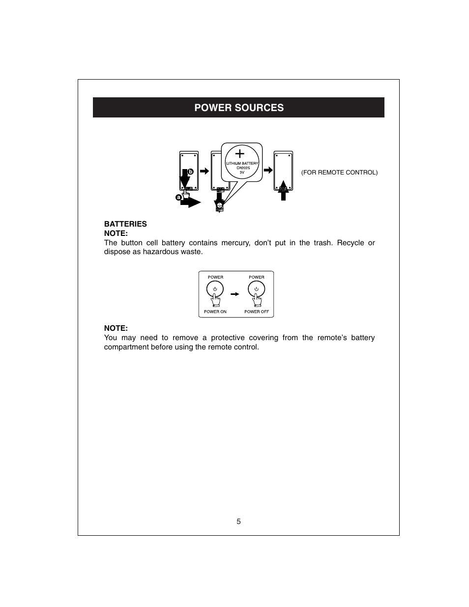 Power sources | Curtis KCR2610 User Manual | Page 6 / 14