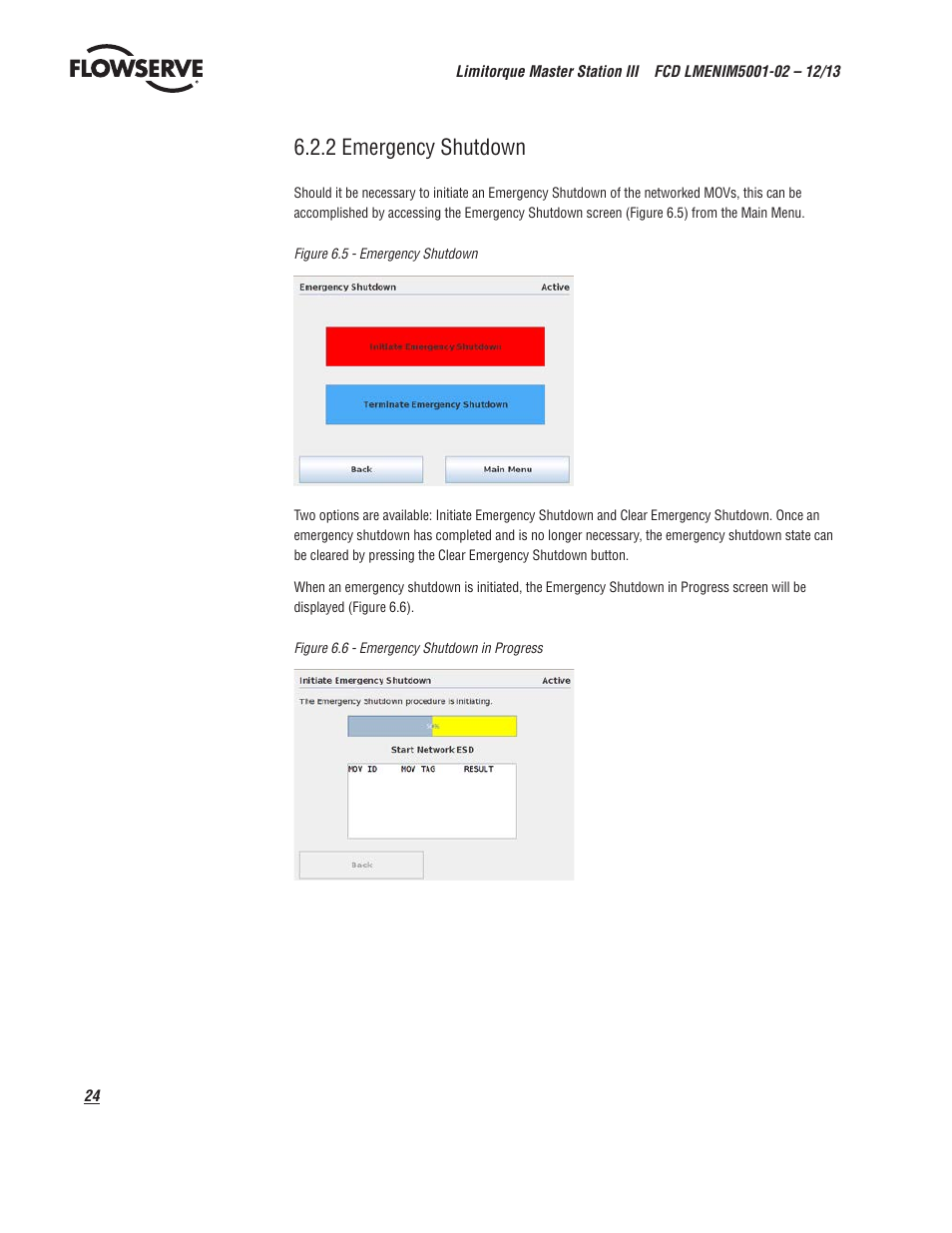 2 emergency shutdown | Flowserve Limitorque Master Station III User Manual | Page 24 / 70