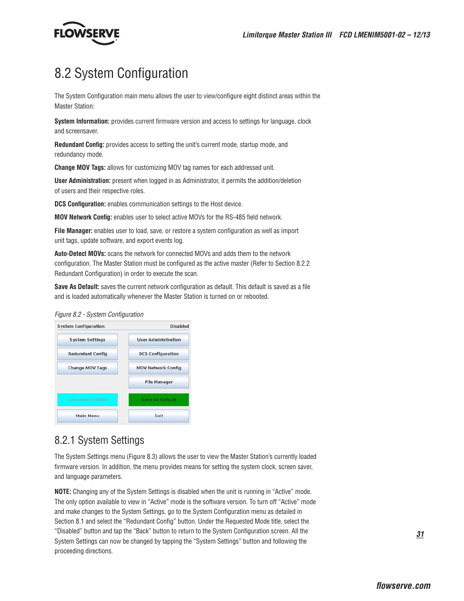 System configuration | Flowserve Limitorque Master Station III User Manual | Page 31 / 70