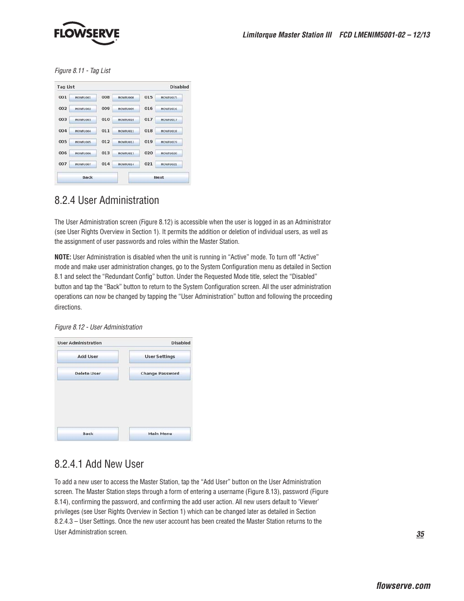 4 user administration, 1 add new user | Flowserve Limitorque Master Station III User Manual | Page 35 / 70