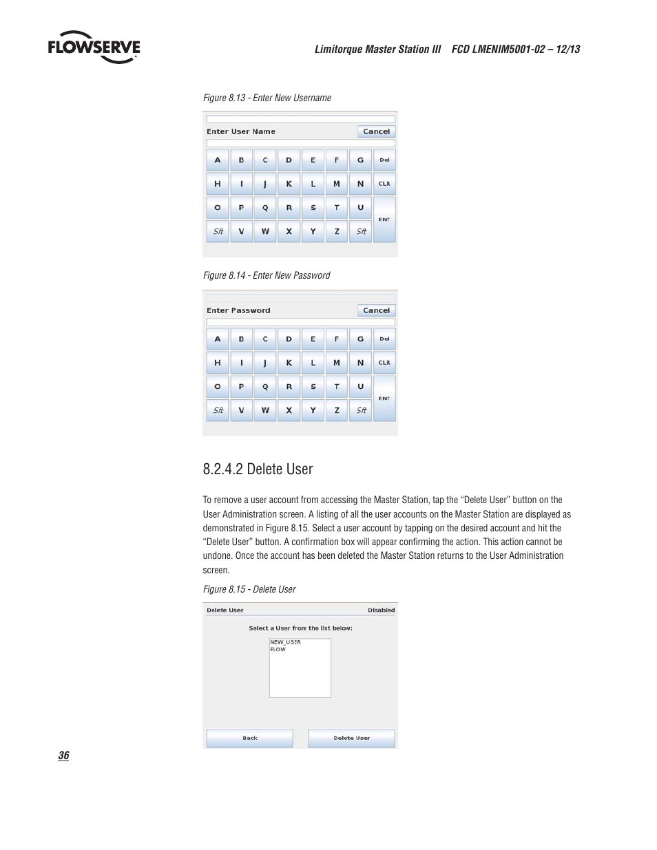 2 delete user | Flowserve Limitorque Master Station III User Manual | Page 36 / 70