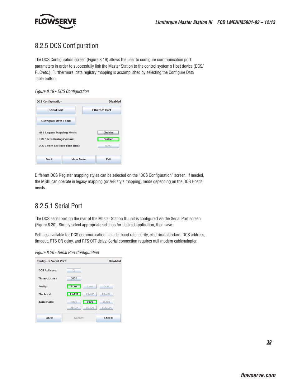 5 dcs configuration, 1 serial port | Flowserve Limitorque Master Station III User Manual | Page 39 / 70