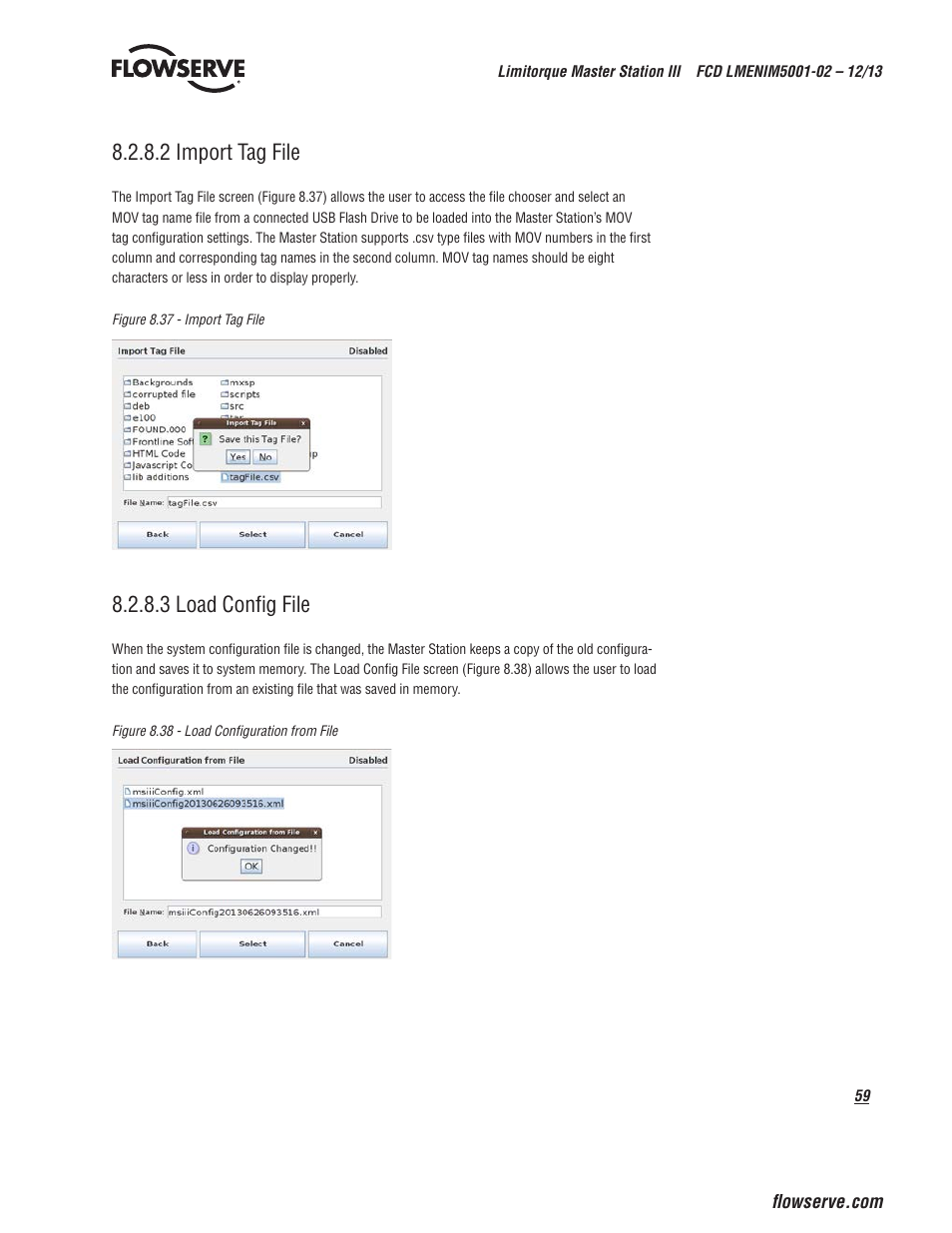 2 import tag file, 3 load config file | Flowserve Limitorque Master Station III User Manual | Page 59 / 70