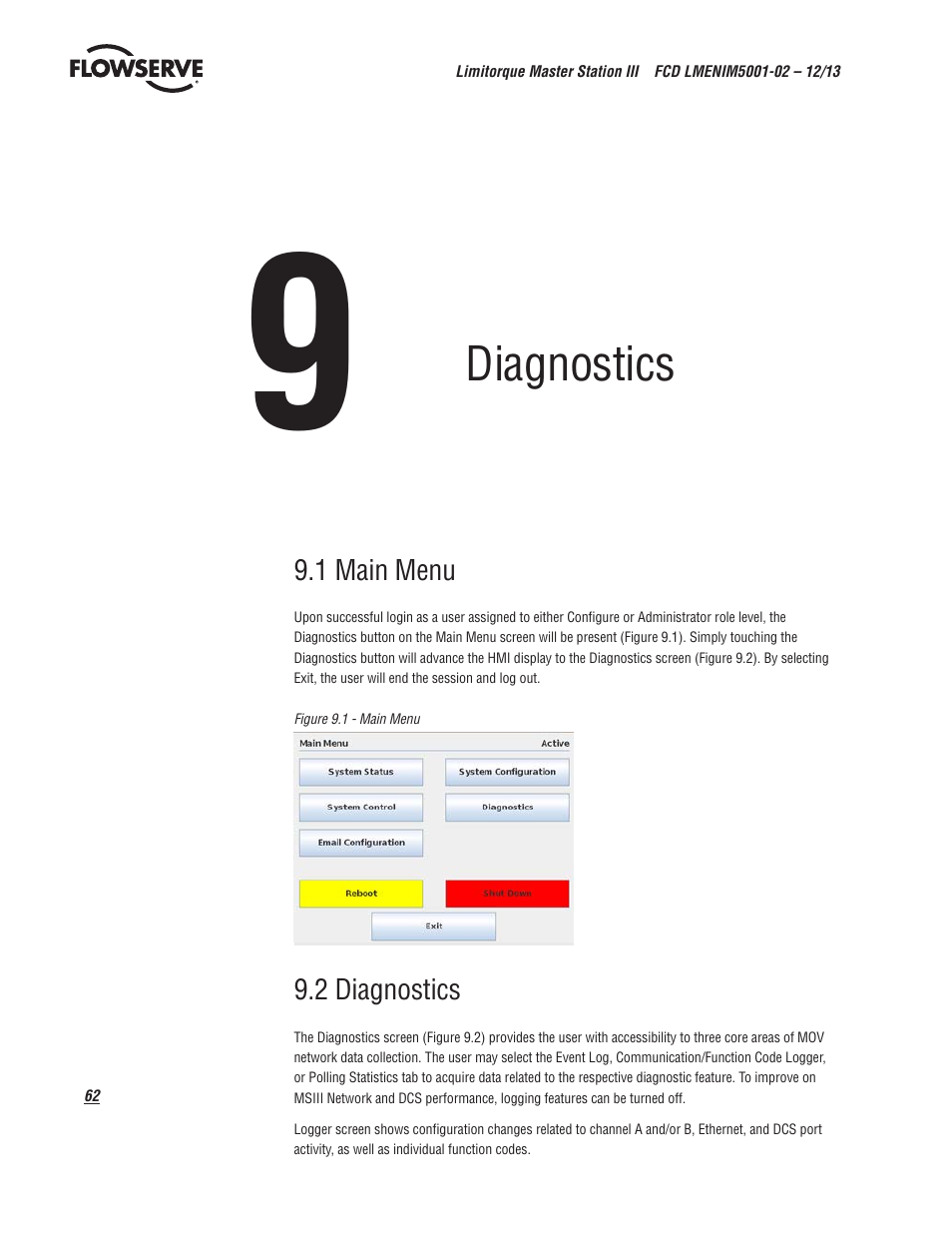 Diagnostics | Flowserve Limitorque Master Station III User Manual | Page 62 / 70