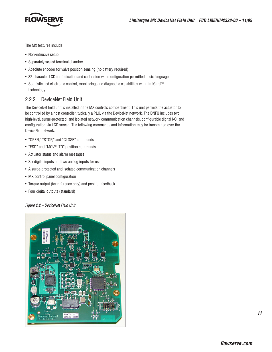 2 devicenet field unit | Flowserve Limitorque MX DeviceNet Field Unit User Manual | Page 11 / 44