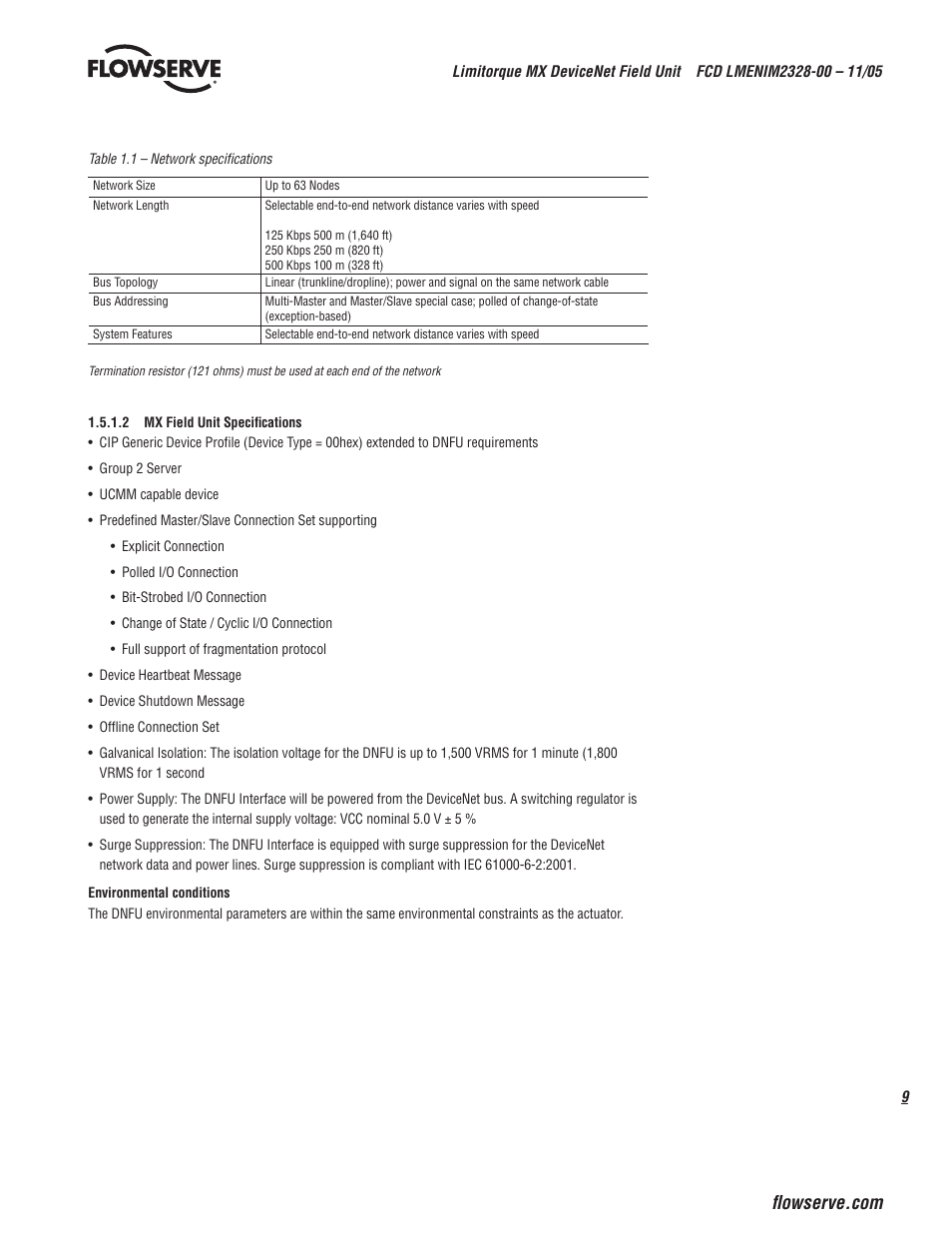Flowserve Limitorque MX DeviceNet Field Unit User Manual | Page 9 / 44