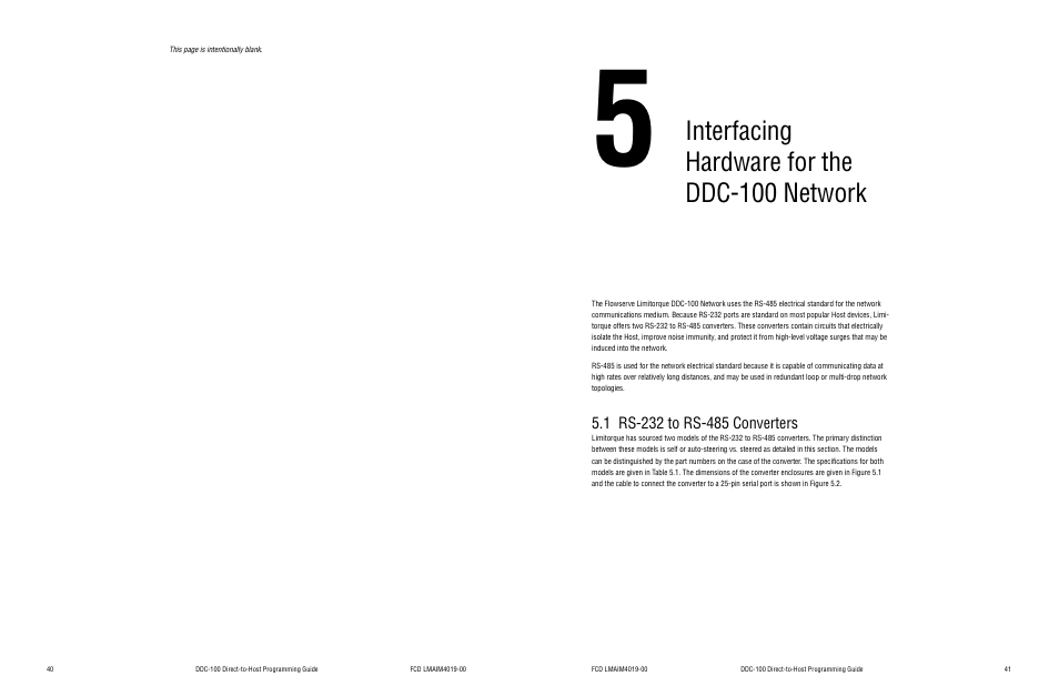 5 interfacing hardware for the ddc-100 network, 1 rs-232 to rs-485 converters, Interfacing hardware for the ddc-100 network | Flowserve DDC-100 Modbus Direct-to-Host User Manual | Page 23 / 33
