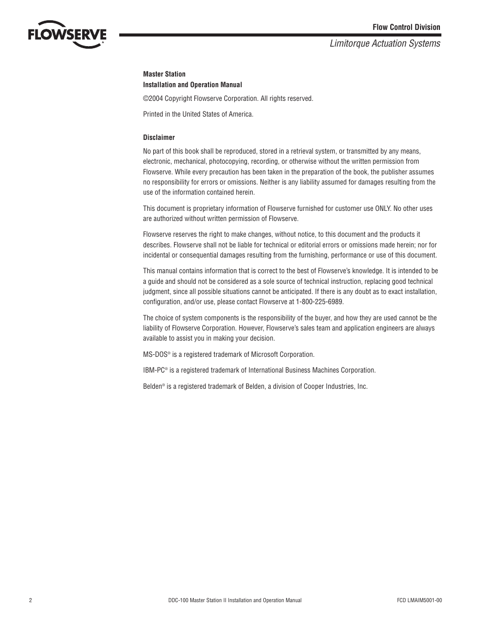 Limitorque actuation systems | Flowserve DDC-100 Master Station II User Manual | Page 2 / 88