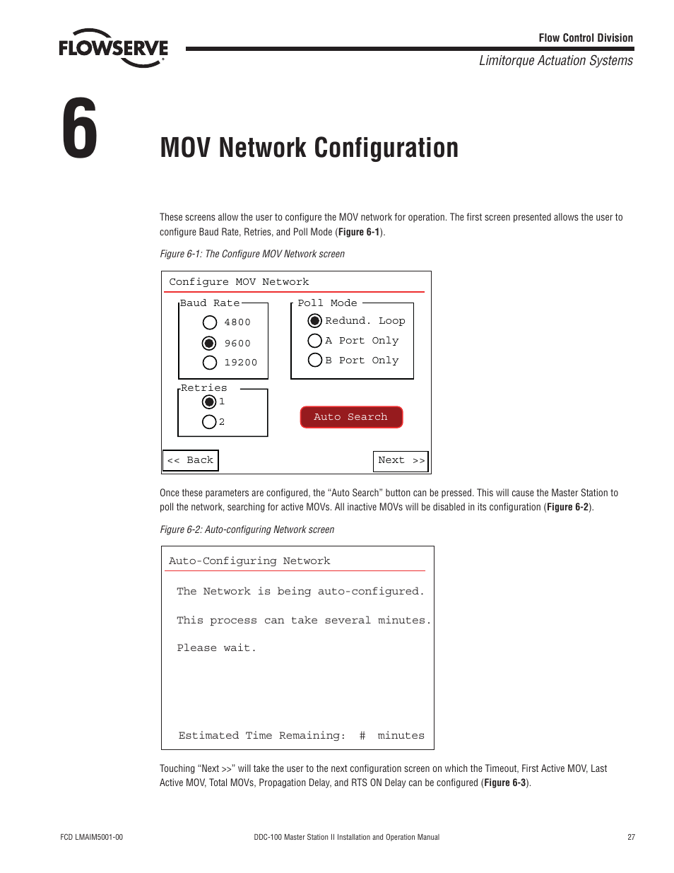 Mov network configuration | Flowserve DDC-100 Master Station II User Manual | Page 27 / 88