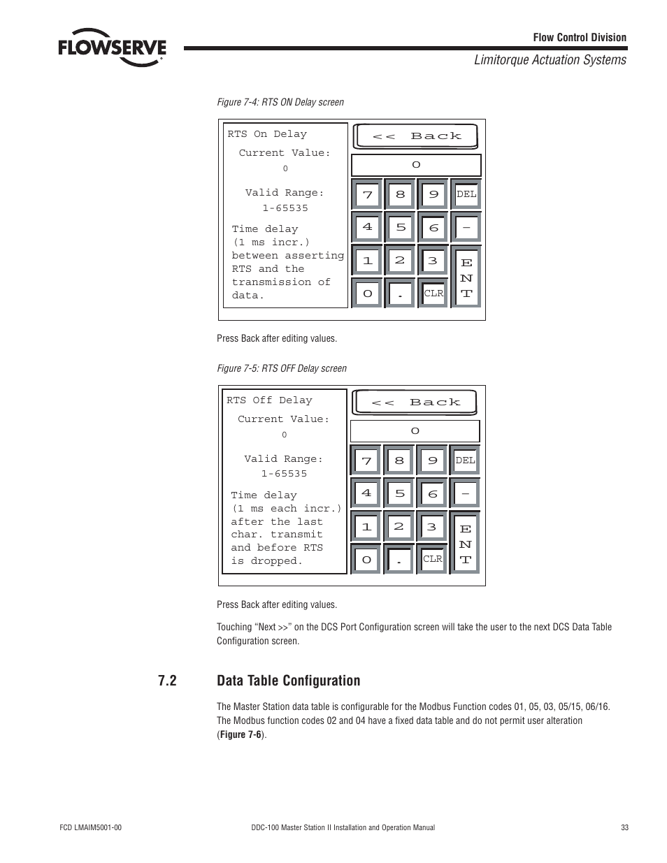 2 data table configuration | Flowserve DDC-100 Master Station II User Manual | Page 33 / 88