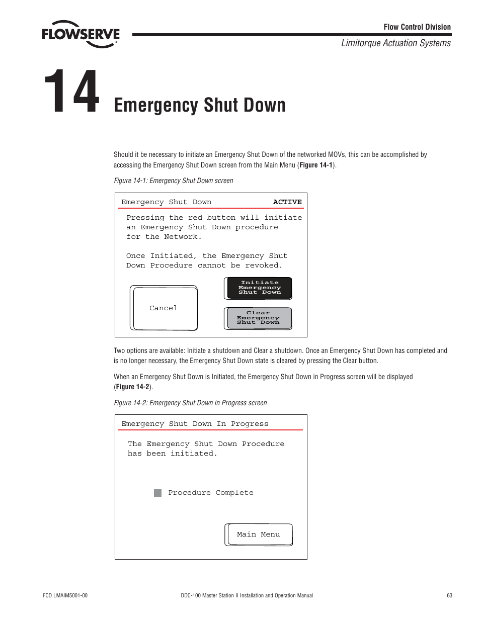 Emergency shut down | Flowserve DDC-100 Master Station II User Manual | Page 63 / 88