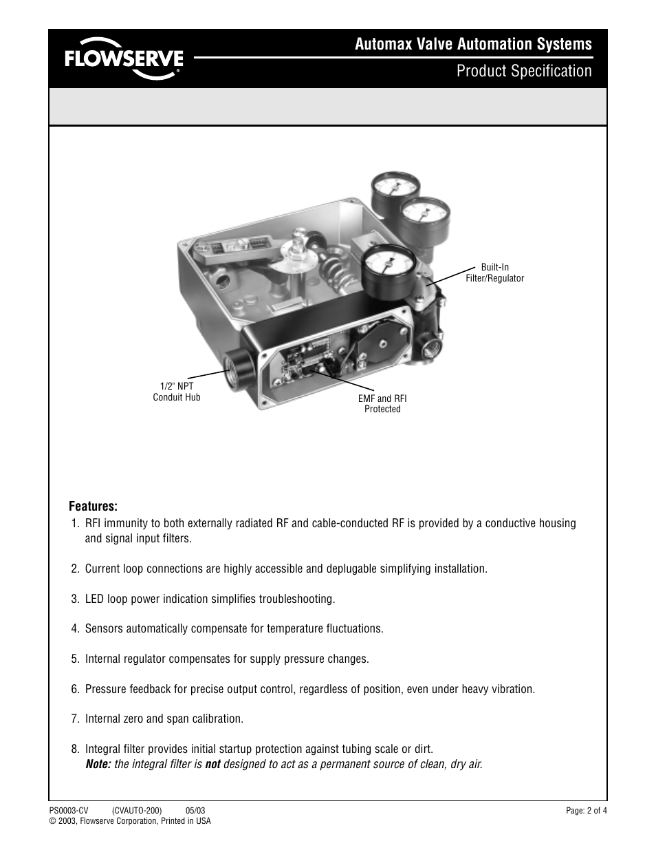 Flowserve APEX 5100 Current-to-Pressure Transducers User Manual | Page 2 / 4