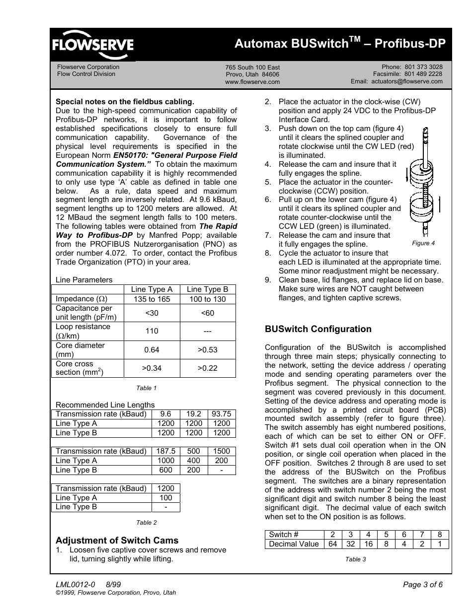 Automax buswitch, Profibus-dp | Flowserve BUSwitch-Profibus-DP User Manual | Page 3 / 6