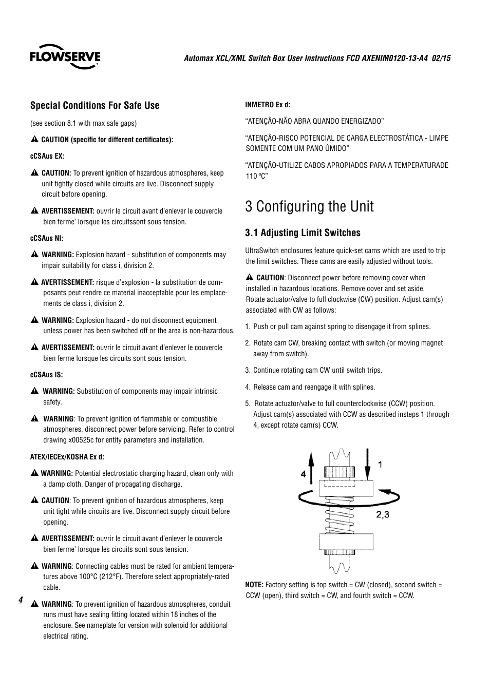 3 configuring the unit | Flowserve Automax XCL UltraSwitch User Manual | Page 4 / 12