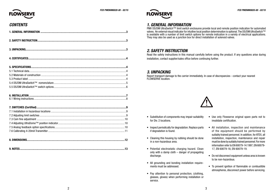 Flowserve Automax PMV DS UltraSwitch User Manual | Page 2 / 9