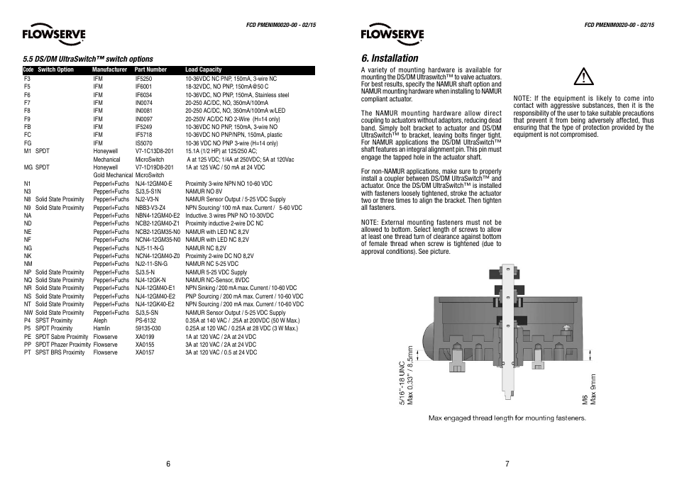Installation | Flowserve Automax PMV DS UltraSwitch User Manual | Page 4 / 9