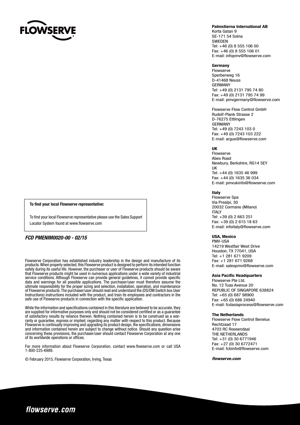 Flowserve Automax PMV DS UltraSwitch User Manual | Page 9 / 9