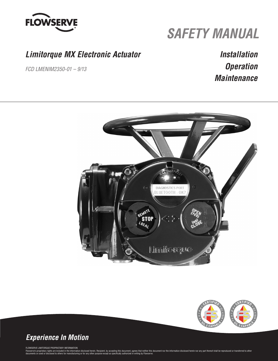 Flowserve MX Electronic Actuator SIL Safety IOM User Manual | 44 pages