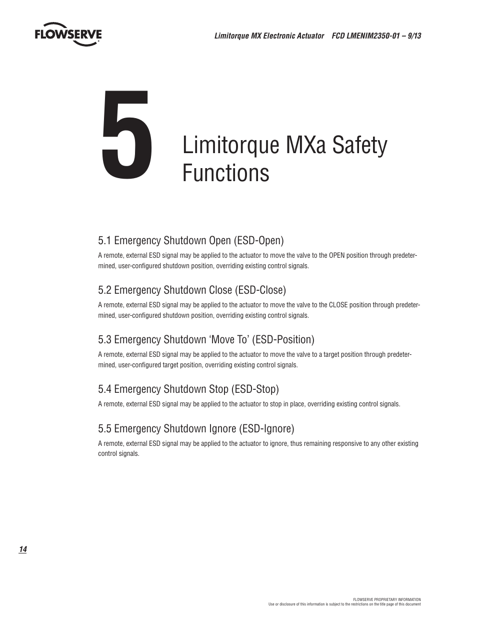 Limitorque mxa safety functions | Flowserve MX Electronic Actuator SIL Safety IOM User Manual | Page 14 / 44