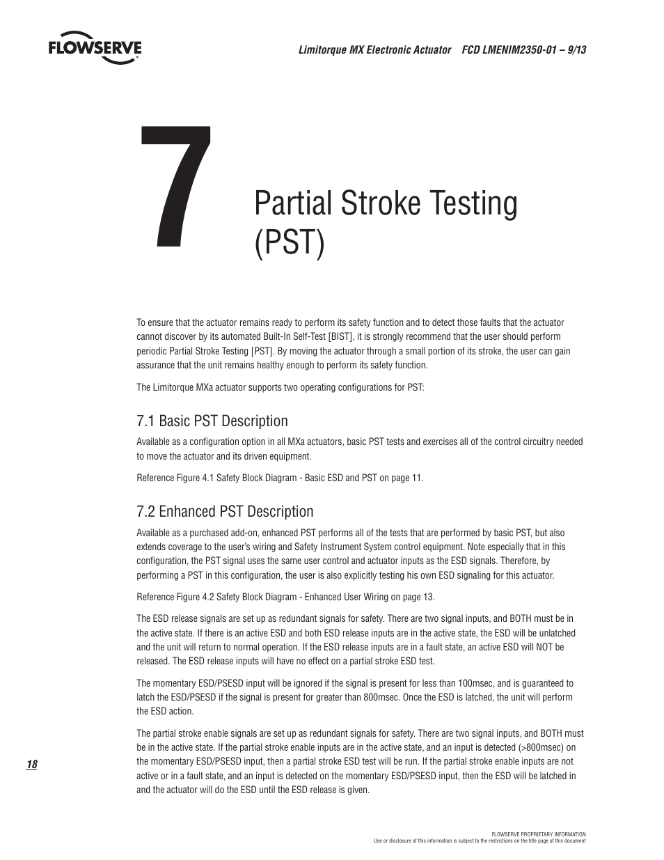 Partial stroke testing (pst) | Flowserve MX Electronic Actuator SIL Safety IOM User Manual | Page 18 / 44