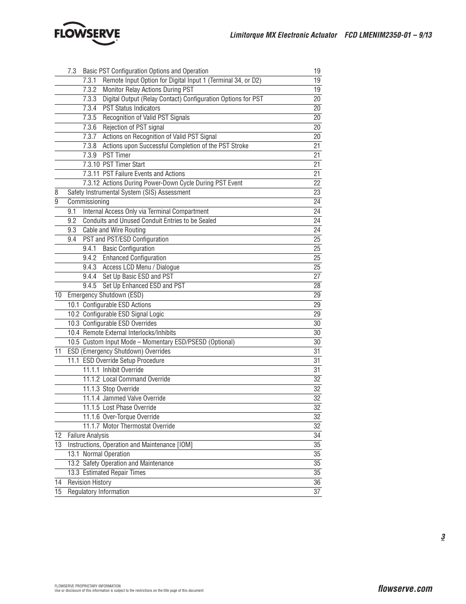Flowserve MX Electronic Actuator SIL Safety IOM User Manual | Page 3 / 44