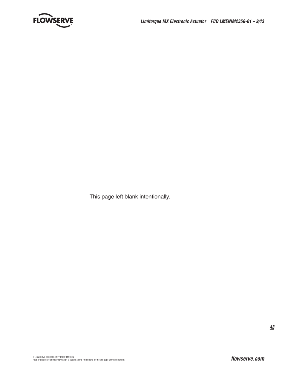 This page left blank intentionally | Flowserve MX Electronic Actuator SIL Safety IOM User Manual | Page 43 / 44