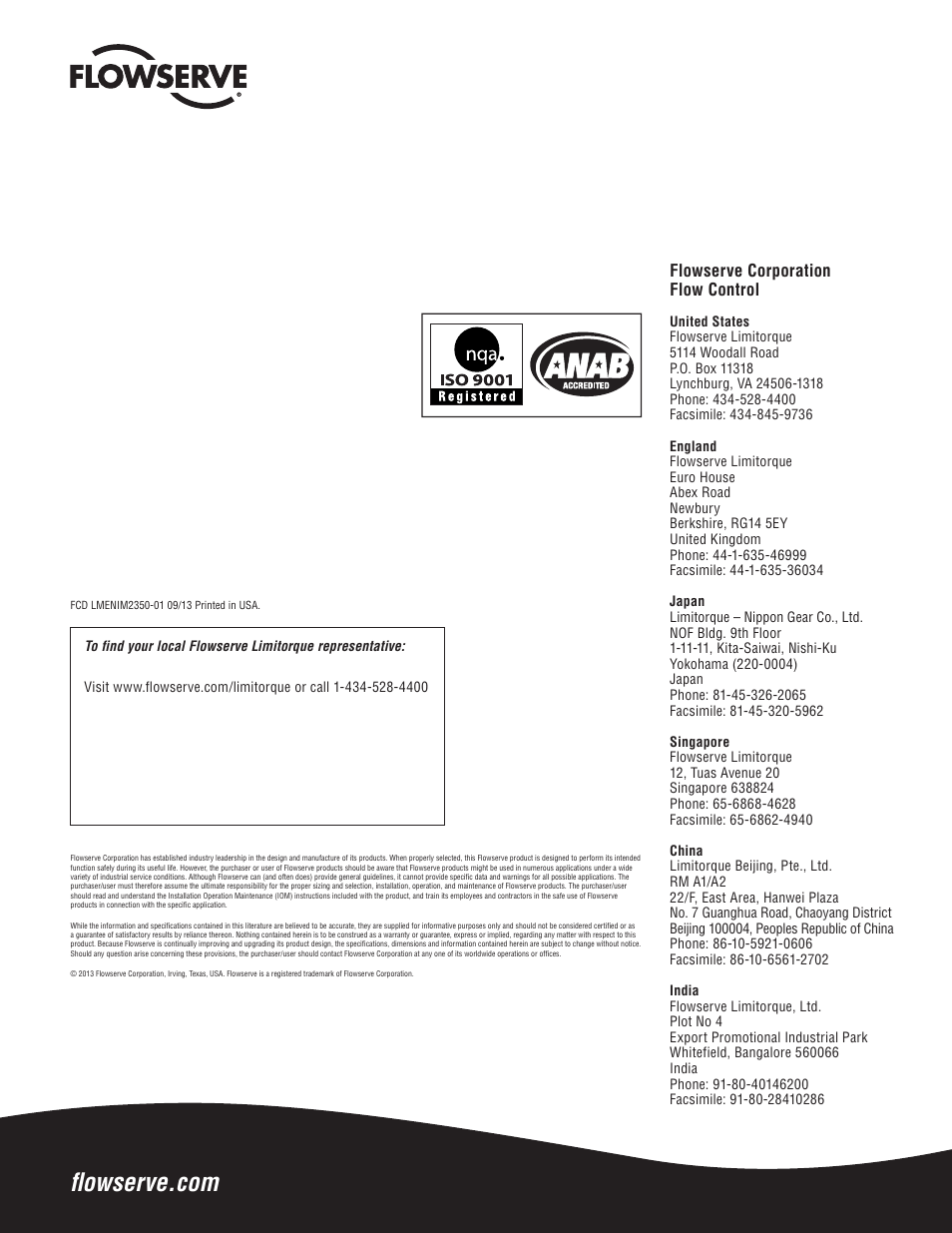 Flowserve corporation flow control | Flowserve MX Electronic Actuator SIL Safety IOM User Manual | Page 44 / 44