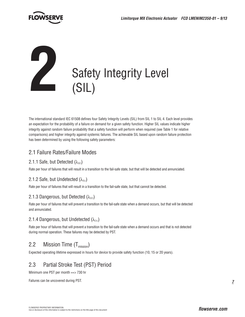 Safety integrity level (sil) | Flowserve MX Electronic Actuator SIL Safety IOM User Manual | Page 7 / 44