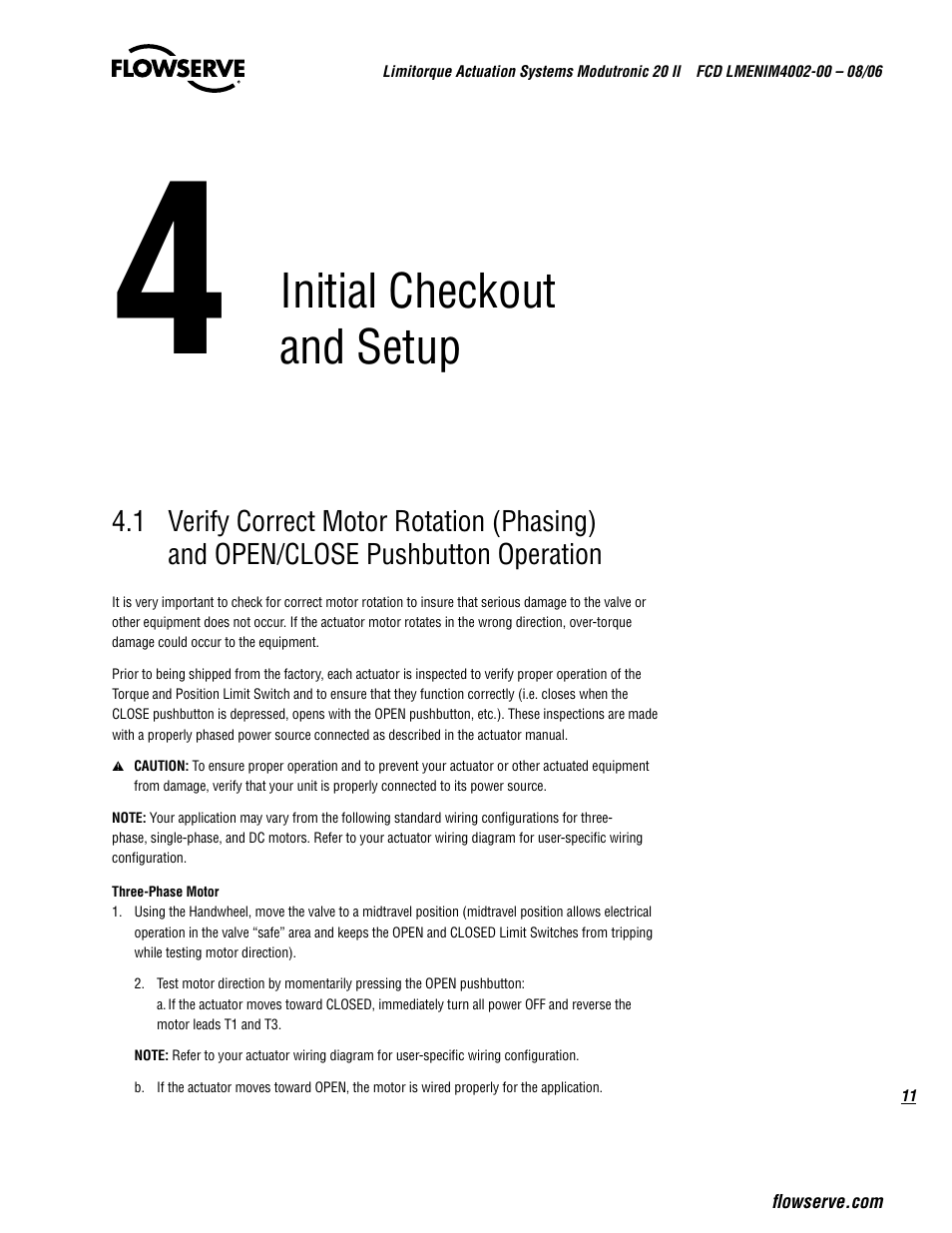 Initial checkout and setup | Flowserve Modutronic 20 II Modulating Position Controlle User Manual | Page 11 / 32