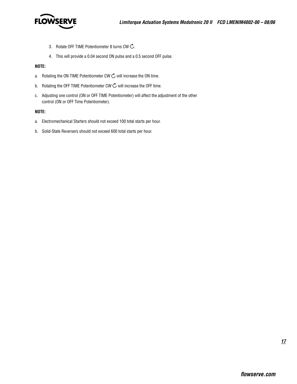 Flowserve Modutronic 20 II Modulating Position Controlle User Manual | Page 17 / 32