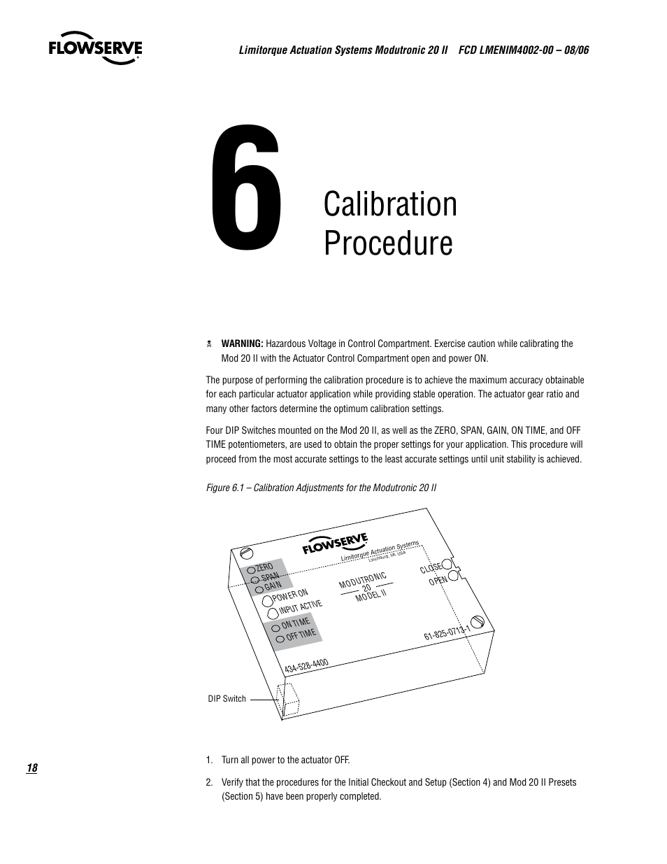 Calibration procedure | Flowserve Modutronic 20 II Modulating Position Controlle User Manual | Page 18 / 32