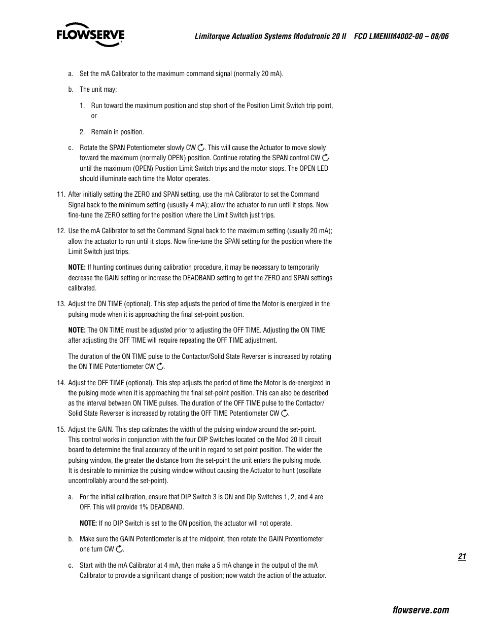 Flowserve Modutronic 20 II Modulating Position Controlle User Manual | Page 21 / 32