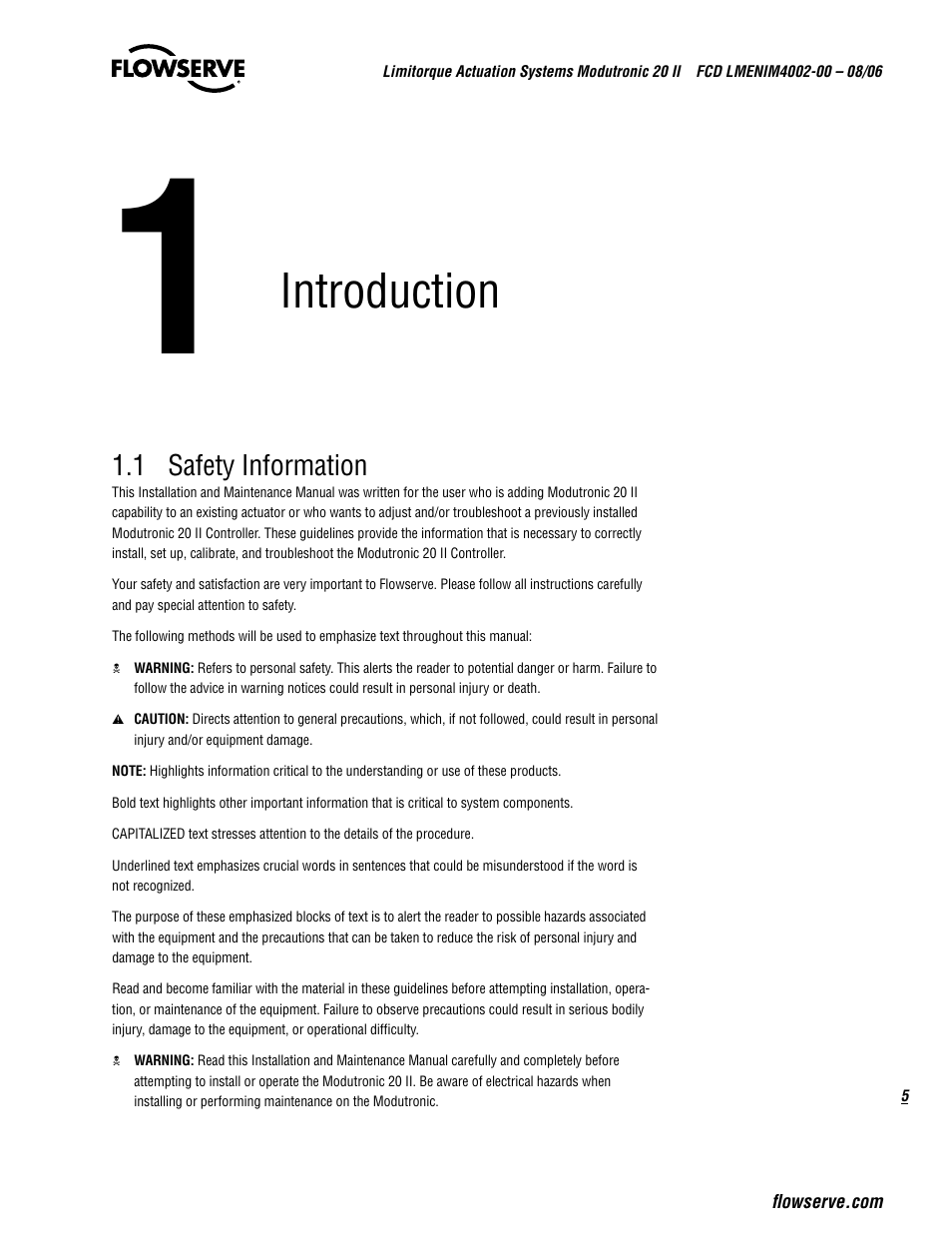 Introduction | Flowserve Modutronic 20 II Modulating Position Controlle User Manual | Page 5 / 32