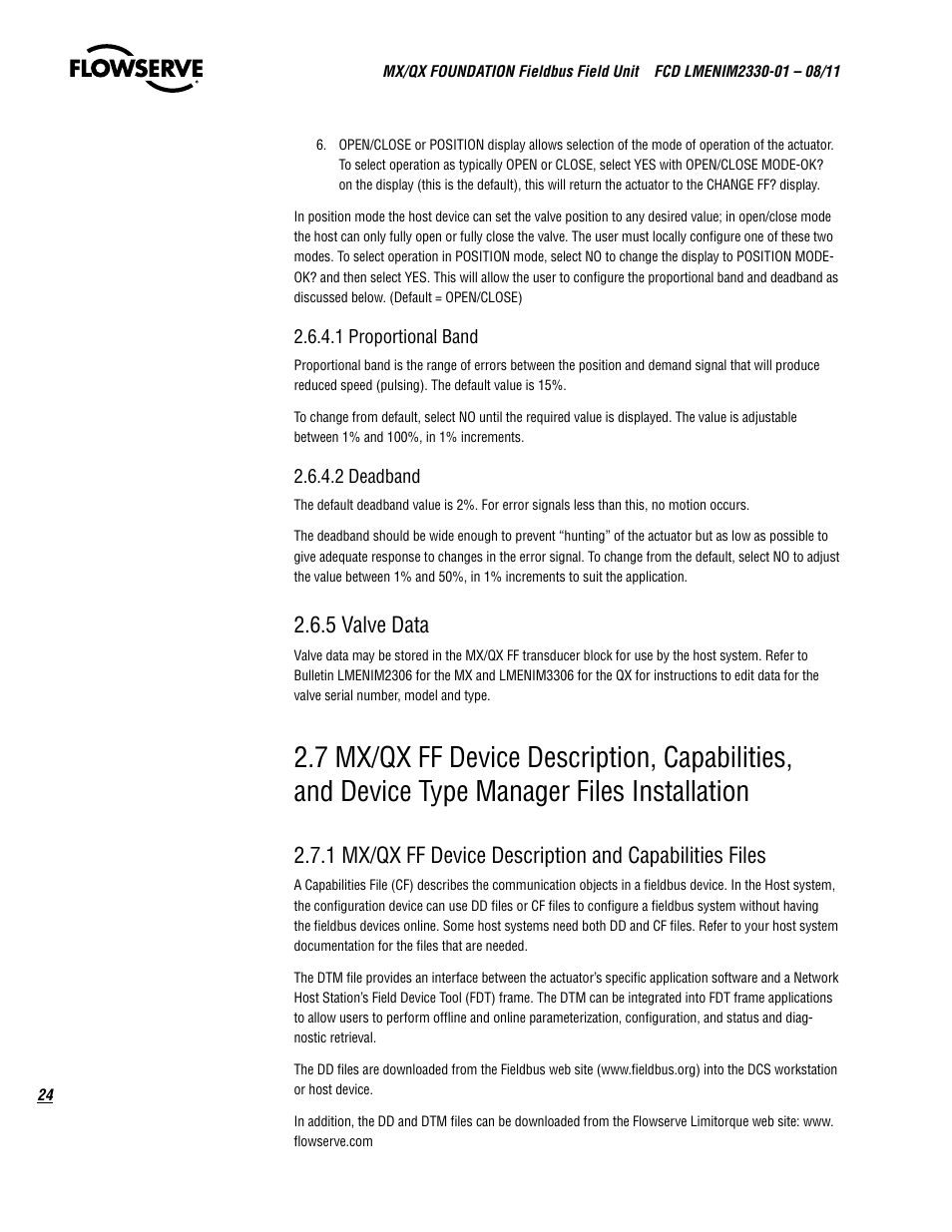 5 valve data | Flowserve MX FOUNDATION Fieldbus Field Unit User Manual | Page 24 / 84