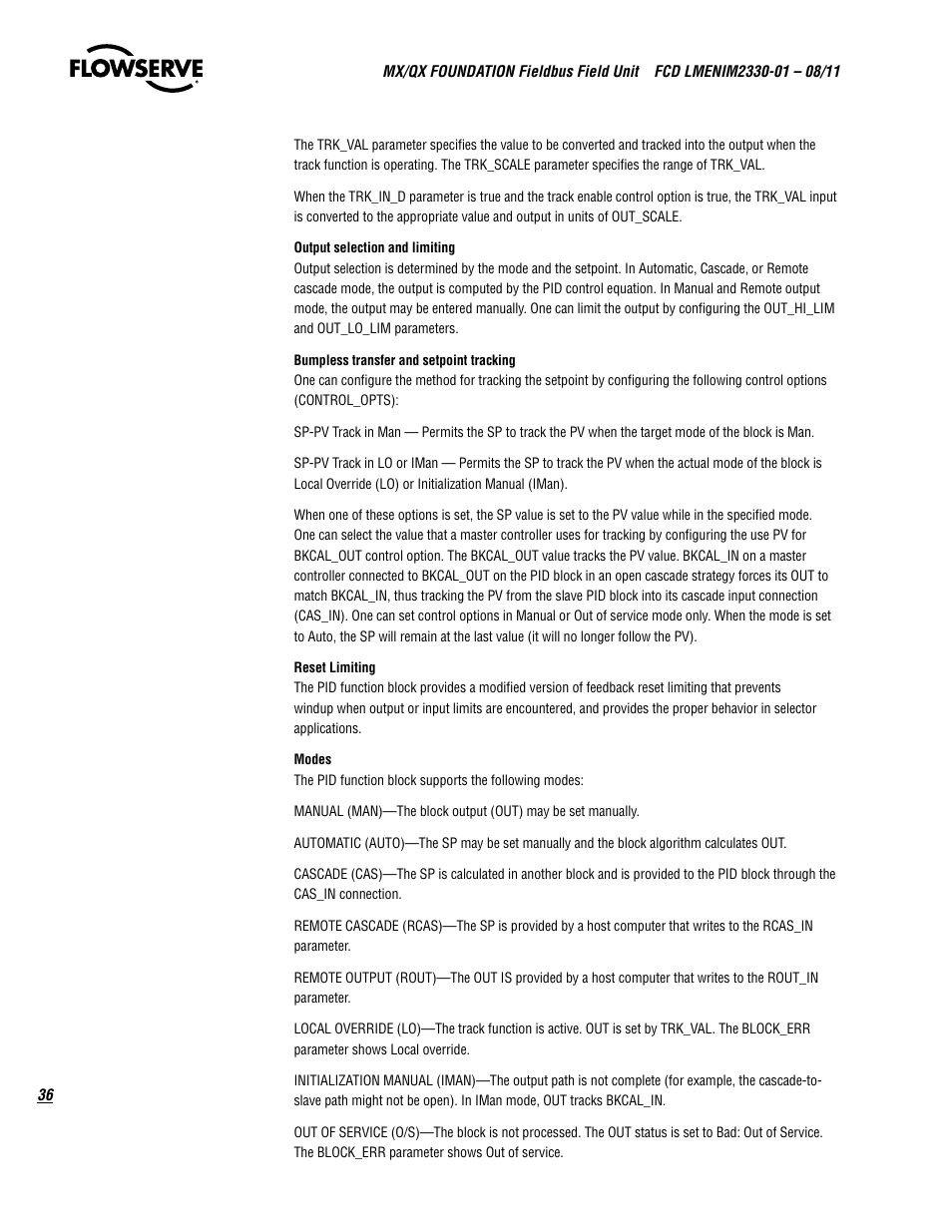 Flowserve MX FOUNDATION Fieldbus Field Unit User Manual | Page 36 / 84