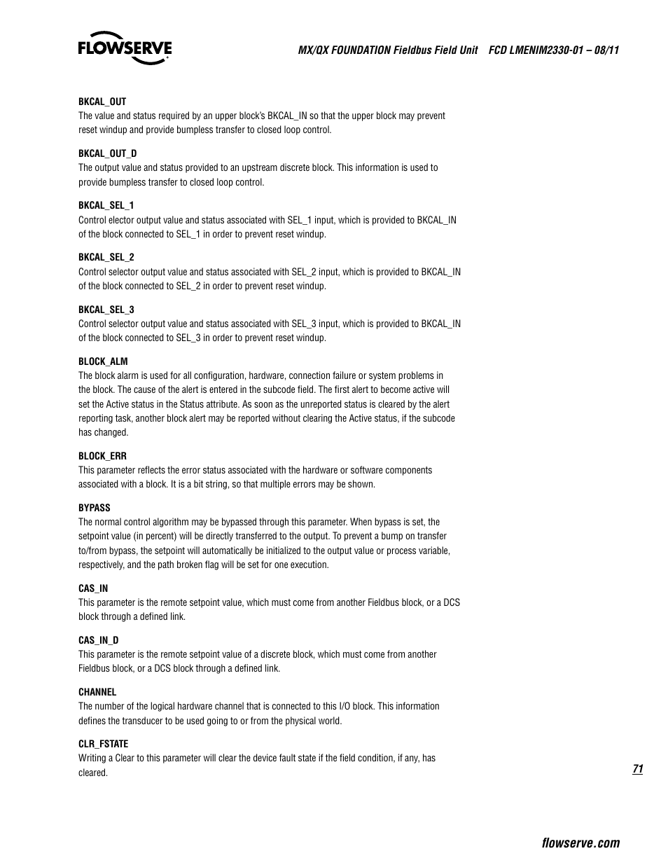 Flowserve MX FOUNDATION Fieldbus Field Unit User Manual | Page 71 / 84