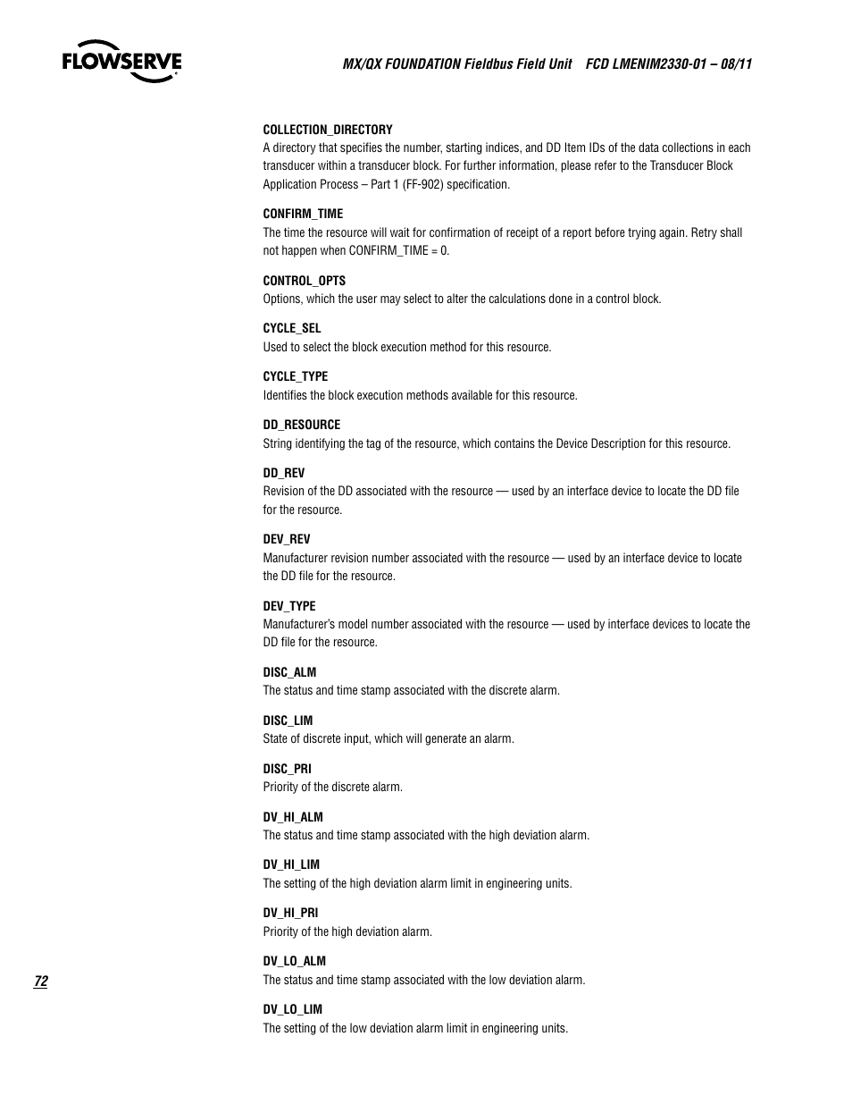 Flowserve MX FOUNDATION Fieldbus Field Unit User Manual | Page 72 / 84