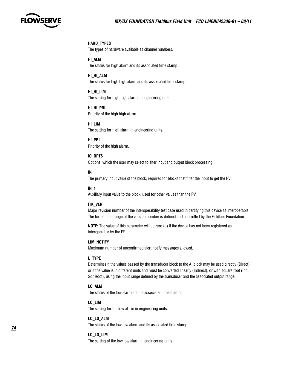 Flowserve MX FOUNDATION Fieldbus Field Unit User Manual | Page 74 / 84