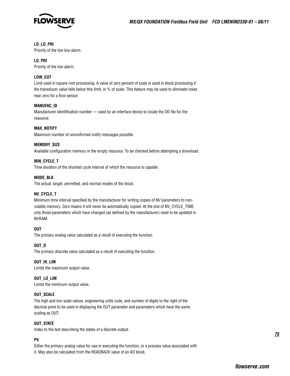 Flowserve MX FOUNDATION Fieldbus Field Unit User Manual | Page 75 / 84