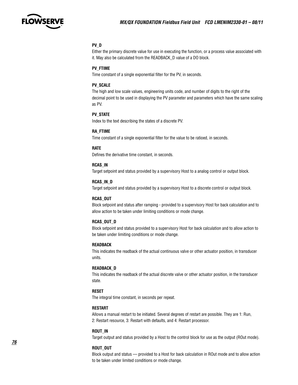 Flowserve MX FOUNDATION Fieldbus Field Unit User Manual | Page 76 / 84
