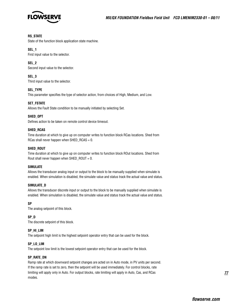 Flowserve MX FOUNDATION Fieldbus Field Unit User Manual | Page 77 / 84