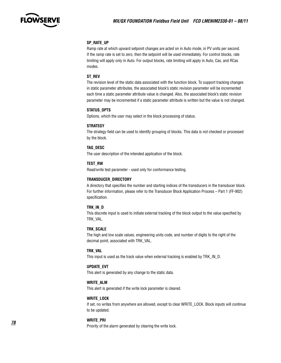 Flowserve MX FOUNDATION Fieldbus Field Unit User Manual | Page 78 / 84