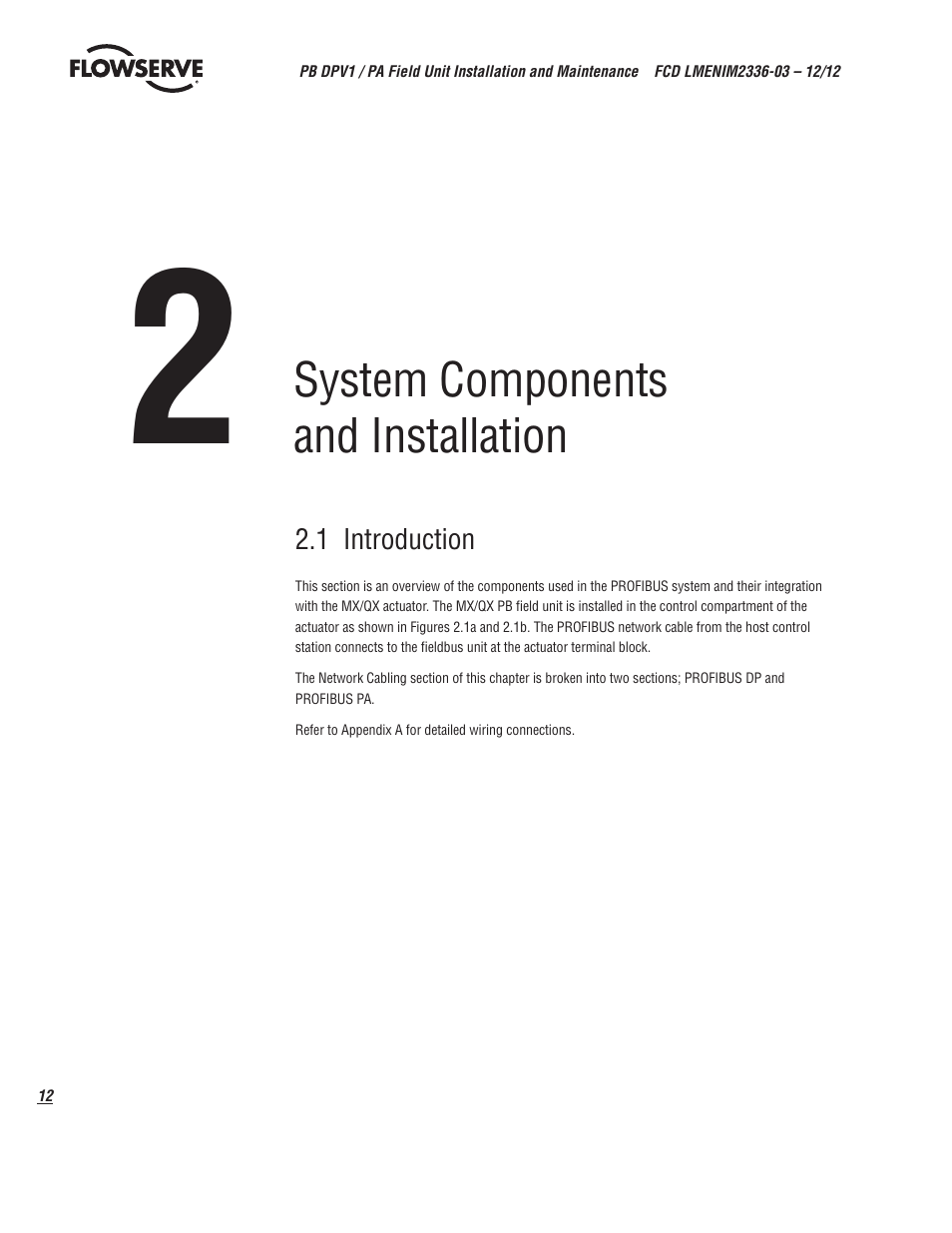 Flowserve MX/QX Profibus DP/PA Field Unit User Manual | Page 12 / 88