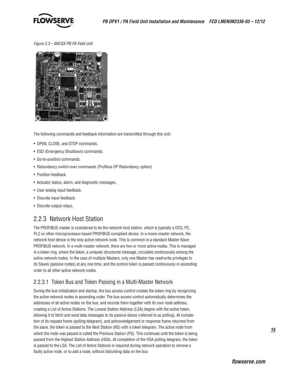 3 network host station | Flowserve MX/QX Profibus DP/PA Field Unit User Manual | Page 15 / 88