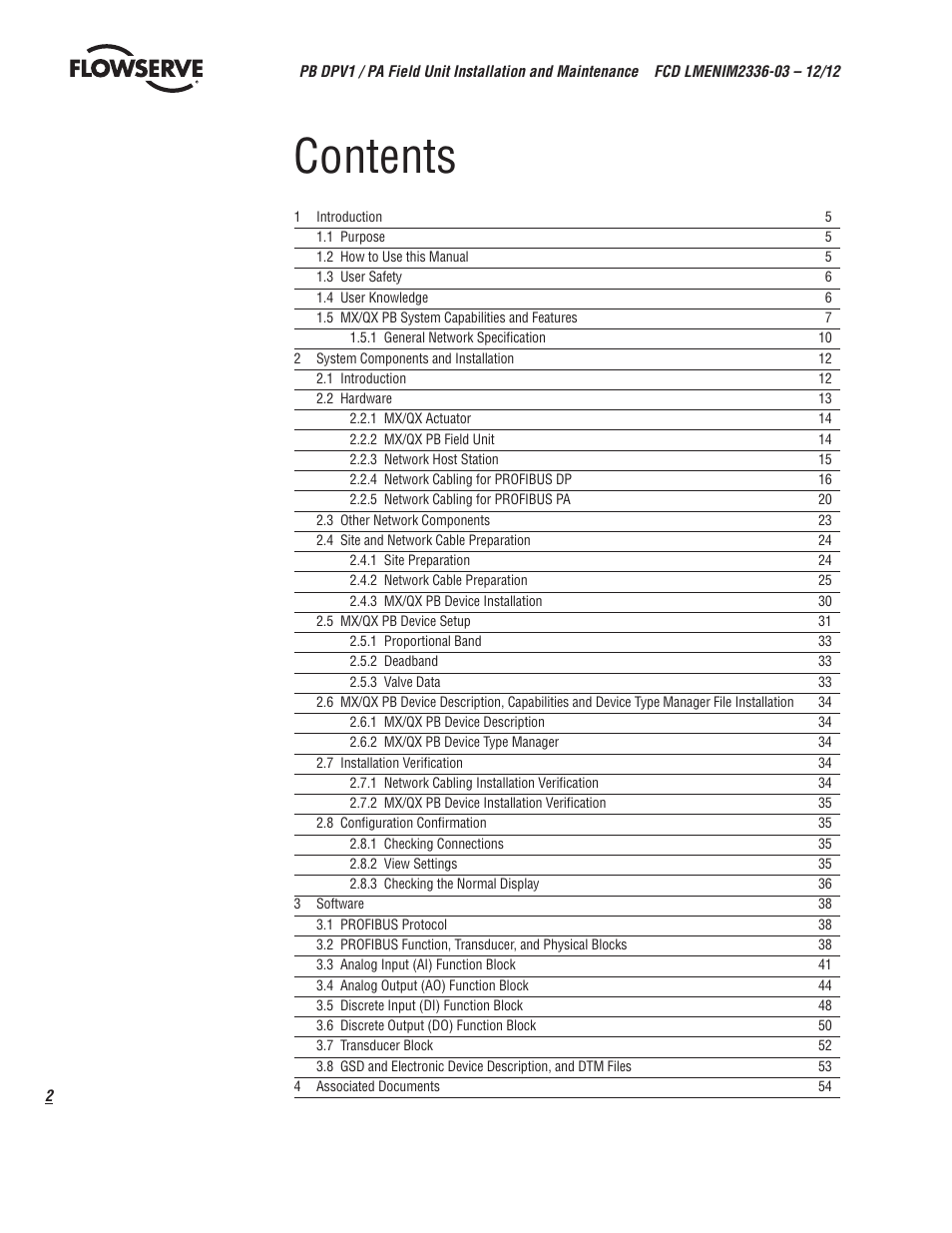 Flowserve MX/QX Profibus DP/PA Field Unit User Manual | Page 2 / 88