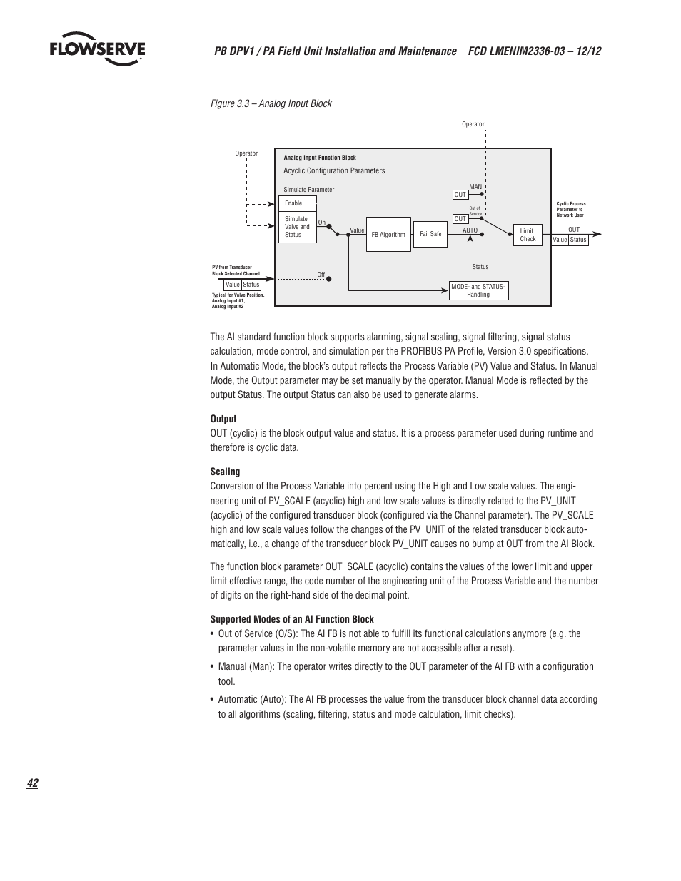 Figure 3.3 – analog input block | Flowserve MX/QX Profibus DP/PA Field Unit User Manual | Page 42 / 88