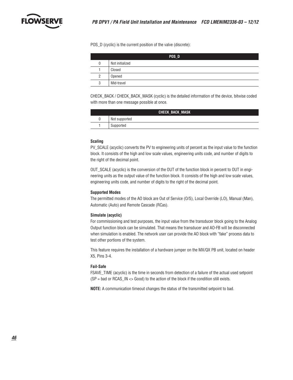 Flowserve MX/QX Profibus DP/PA Field Unit User Manual | Page 46 / 88