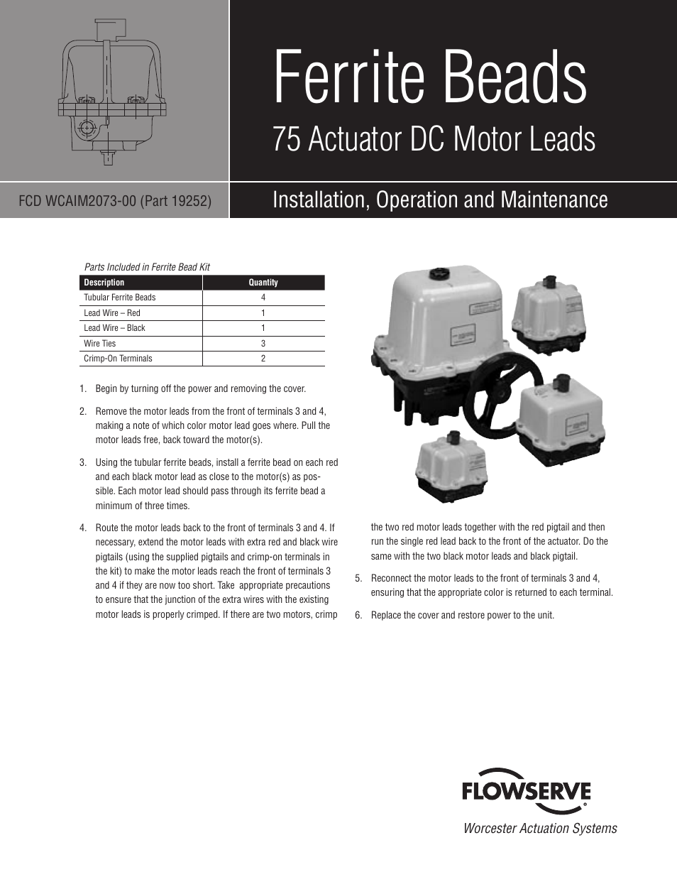 Flowserve 75 Actuator DC Motor Leads User Manual | 2 pages