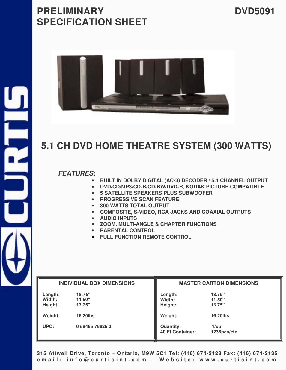 Curtis DVD5091 User Manual | 1 page